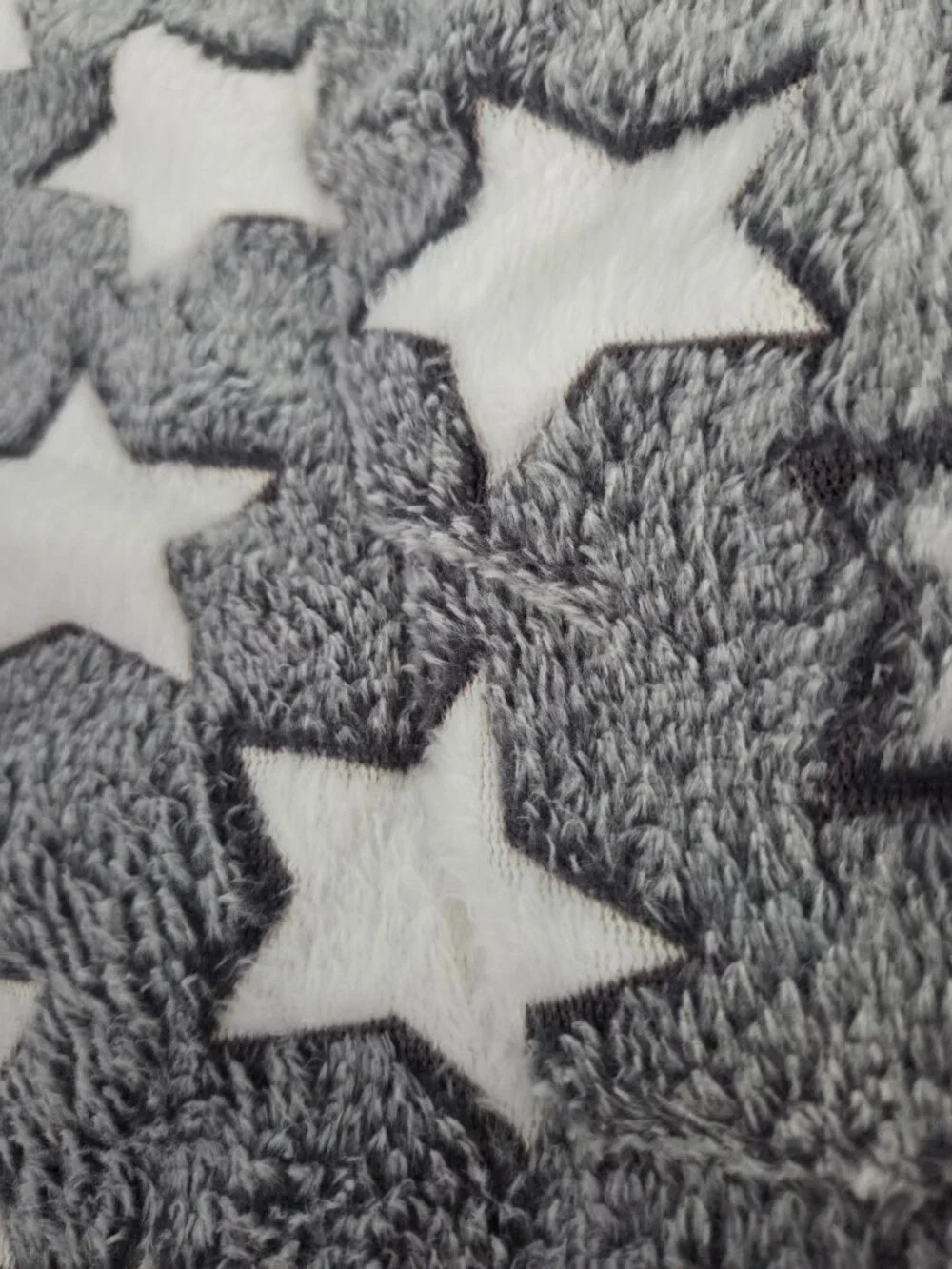Gray with White Stars Plush Blanket